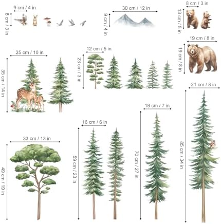 decalmile Pine Tree Woodland Forest Animal Bear Wall Decals Stickers - Image 4