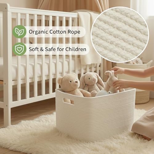 JMvicyroam 65L Large Woven Cotton Rope Blanket Basket - Image 4