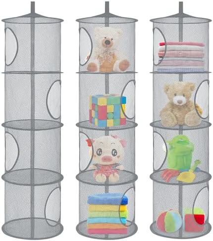 3Pcs Hanging Stuffed Animal Storage Hammock Net 4 Tiers - Image 6