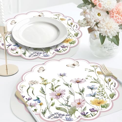 50PCS Floral Paper Placemats Disposable Wildflower Paper Placemats - Image 5