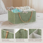 HBlife Large Baby Diaper Caddy Organizer Green, Paper Rope Storage Baskets - Image 2