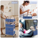 FoldTier 3In1 Baby Diaper Caddy Organizer Cart 4 Tier Large Capacity Metal - Image 4