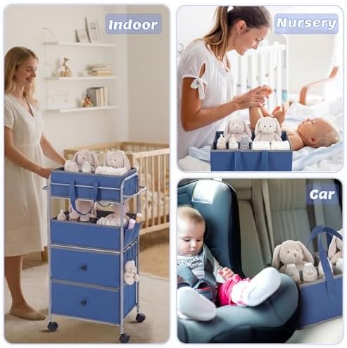 FoldTier 3In1 Baby Diaper Caddy Organizer Cart 4 Tier Large Capacity Metal - Image 4