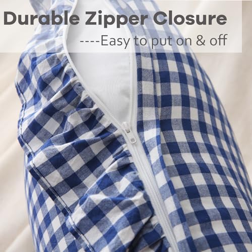 2 Pack Navy Blue Gingham Ruffle Throw Pillow Covers 18''x18'' - Image 4