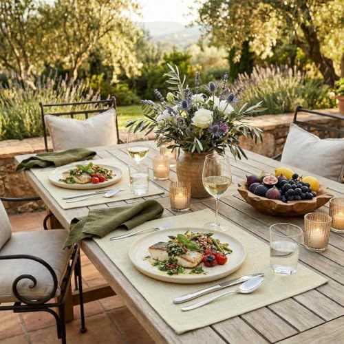 Artoid Mode Beige Placemats Set of 6, 12x18 Inch Summer Fall Washable Holiday - Image 3