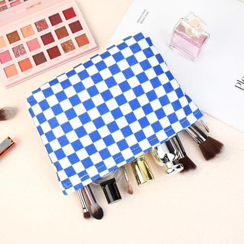 SOIDRAM 2 Pcs Checkered Makeup Bag Large Cosmetic Bag Toiletry Bag Makeup Pouch - Image 7