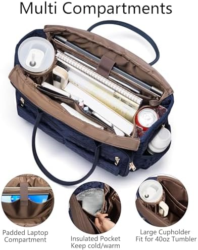 Bagstellar Teacher Tote Bag for Women, 15.6" Laptop Work Tote Computer Bag - Image 3