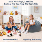 Lukeight Stuffed Animal Storage Bean Bag Chair Cover - Image 3