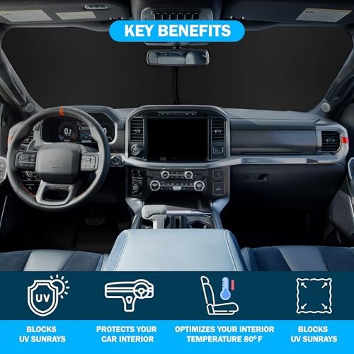 Autovir Truck Windshield Sun Shade, Foldable Front Windshield Sunshade - Image 3