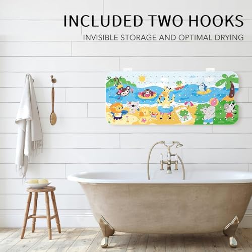 PRATIQUE Kids Bath Mat for Tub Non Slip，40 X 16 Inch Extra Long Kids Bathtub - Image 3