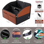 Car Storage Organizer, Leather Front & Back Seat Caddy Black + Brown - Image 4