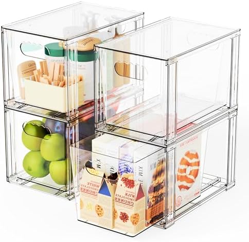 Yieach 4 Pack Large Stackable Storage Drawers, Office Closet Organizers and by Yieach