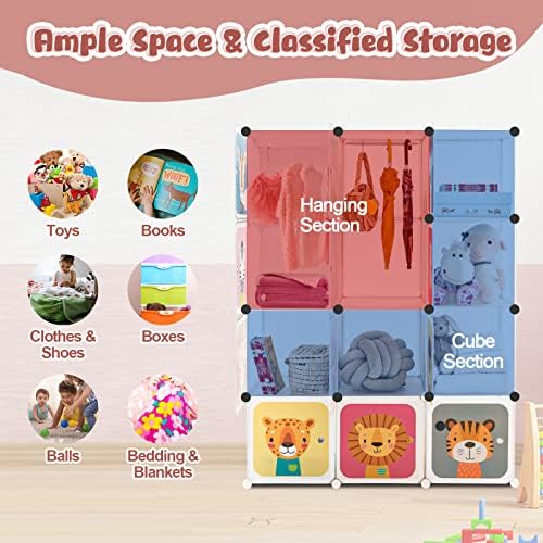 Costzon Kids Closet, Cartoon DIY Modular Dresser Storage Organizer - Image 4