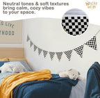 Boys Room Checkered Flag Banner 5.5Ft, Cars Room Decor - Image 3