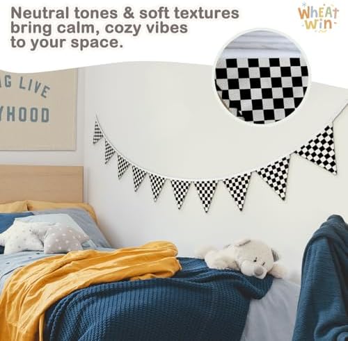 Boys Room Checkered Flag Banner 5.5Ft, Cars Room Decor - Image 3
