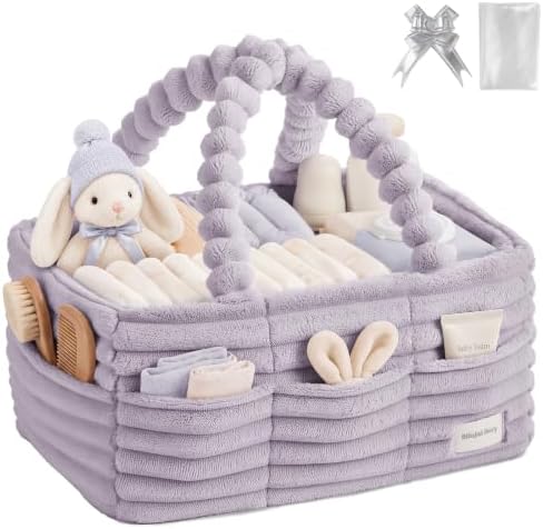Blissful Diary Flannel Diaper Caddy Organizer & Gift Packaging, Light Purple by BlissfulDiary
