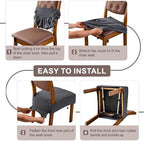 Genina Waterproof Chair Covers Set of 6, Dining Chair Cover, Dark Gray - Image 5