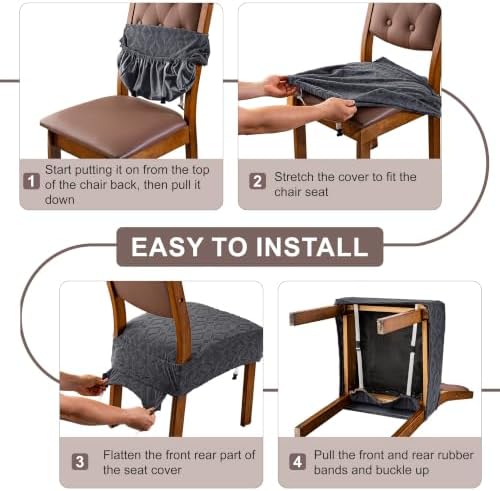 Genina Waterproof Chair Covers Set of 4, Dining Chair Cover, Dark Gray - Image 5