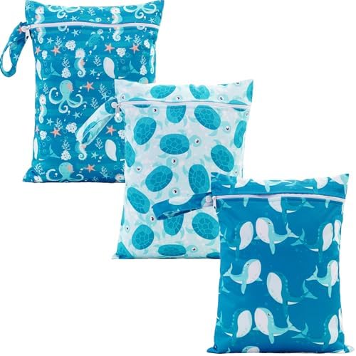 Happy Flute 3 Set Wet Bag Storage Bag Zipper Waterproof Washable by Unknown