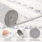Nakagishi Round Rug Boho Area Rugs: 6x6 Washable Large Circle Neutral Soft - Image 3