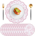 60 Pcs Pink Floral Paper Placemat, 13.5 Inch Disposable Scalloped Table Mat by NatNarr