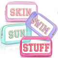 4 Pcs Toiletry Bag Clear Chenille Letter Pouch Diaper Bag Organizer Snacks by SilTriangle