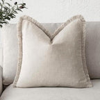 Foindtower Decorative Linen Fringe Throw Pillow Covers Cozy Boho Farmhouse by Foindtower