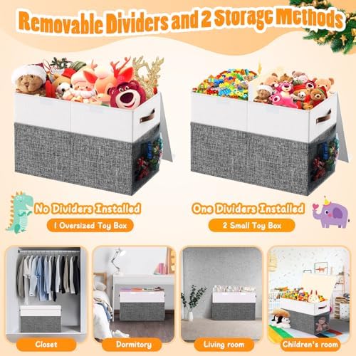 Large Toy Storage Box with Lid & Dividers, Kids Toy Chest - Image 6