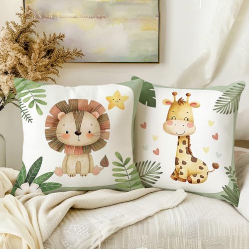 Cute Safari Animal Throw Pillow Cover, 18x18 Inch - Image 3