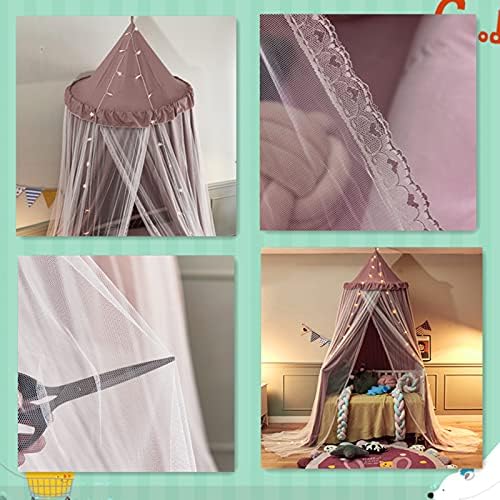 VETHIN Bed Canopy Double Layer Princess Round Dome Dreamy Mosquito Net Bedding - Image 3