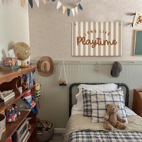 Play Decor, Long Live Playtime Wall Hanging Linen Banner, 20x30 Inch-Brown - Image 2