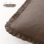 Foindtower Decorative Linen Fringe Throw Pillow Covers 16×16 Light Coffee - Image 3