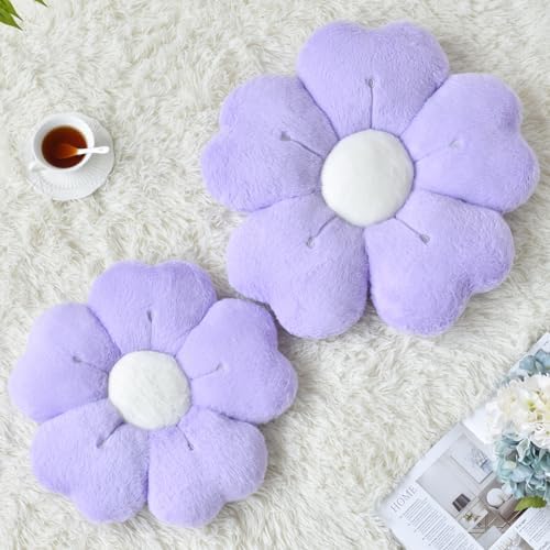 Flower Pillow, Daisy Decorative Throw Pillows, Light Purple, 15 Inches - Image 2