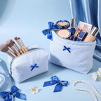 Huhumy 2 Pcs Makeup Bag Set for Women, Bow Stripe - Image 2
