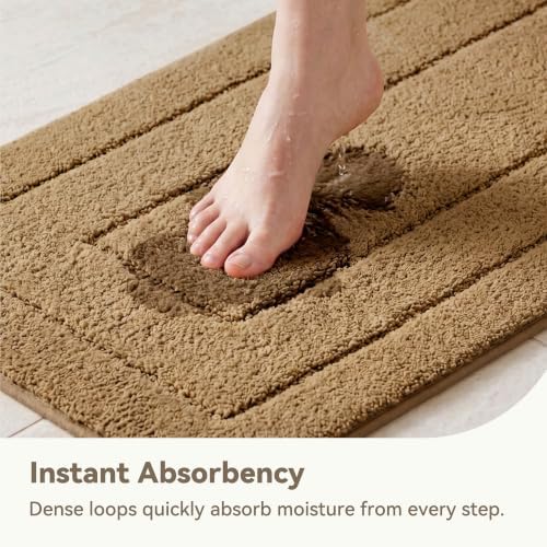 GRANNY SAYS Champagne Bathroom Rug 20" x 32", Non-Slip Microfiber Bath Mat - Image 4