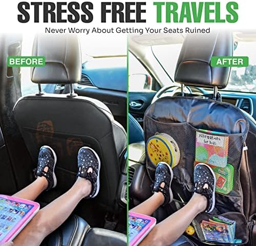 lebogner Back Seat Cover for Kids + 4 Pocket Storage Organizer, 2 Pack X-Large - Image 3