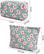 SOIDRAM 2 Pieces Sakura Makeup Bag Large Cosmetic Bag Capacity Canvas Mix - Image 3