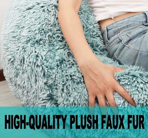 Fluffy Stuffed Animal Storage Bean Bag Chair Cover, Faux Fur Comfy Bean Bag - Image 6