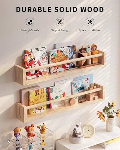 Seocry Nursery Book Shelves, 4 Pack, Wall Book Shelves - Image 5
