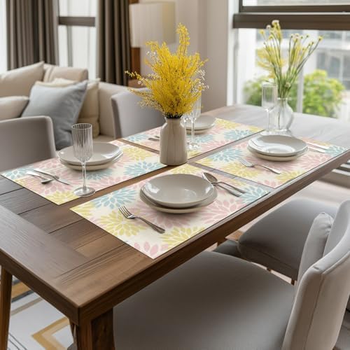 Artoid Mode Floral Vinyl Plastic Placemats Set of 4, 12x18 Inch Washable - Image 5
