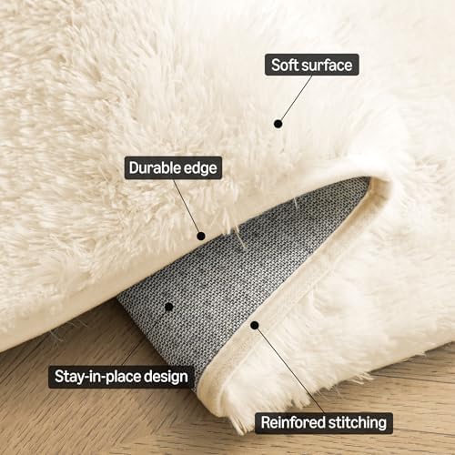 Amazon Basics Fluffy Washable Round Area Rug, Circle Shaggy Carpet - Image 3