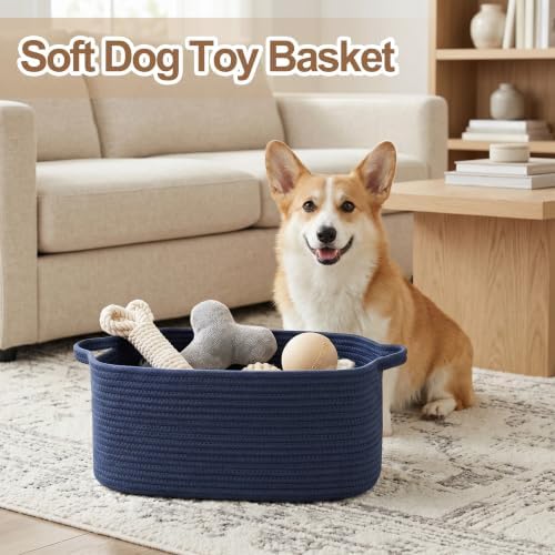 Large Blue Storage Basket, 16.5" x 12.5" x 7" Big Gift Basket Empty, - Image 4