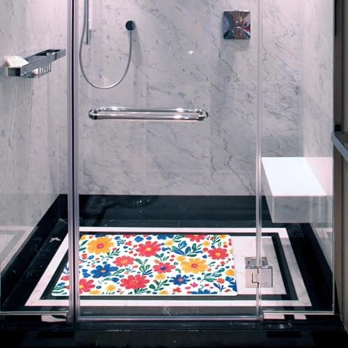 Bathtub Mat Non Slip 26.8x15.1In, Flowers Bath Mat - Image 6