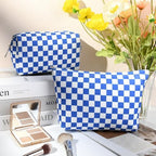 SOIDRAM 2 Pcs Checkered Makeup Bag Large Cosmetic Bag Toiletry Bag Makeup Pouch - Image 2