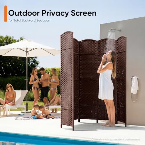 JOSTYLE Outdoor Privacy Screen 6-Panel Folding Room Divider Space Partition - Image 7