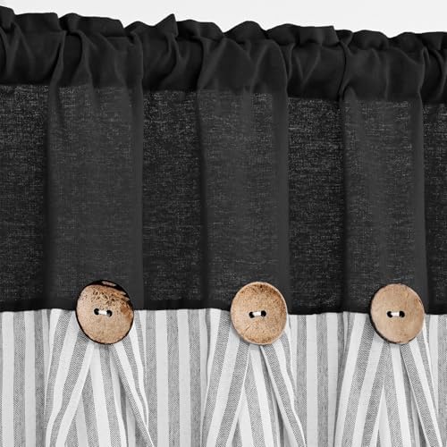 ASPMIZ Farmhouse Cotton Linen Swag Valances - Image 4