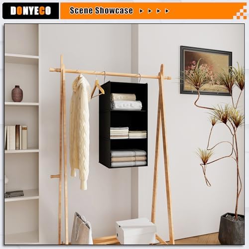 Hanging Closet Organizer 3-Shelf, Oxford Fabric Wardrobe Storage - Image 2
