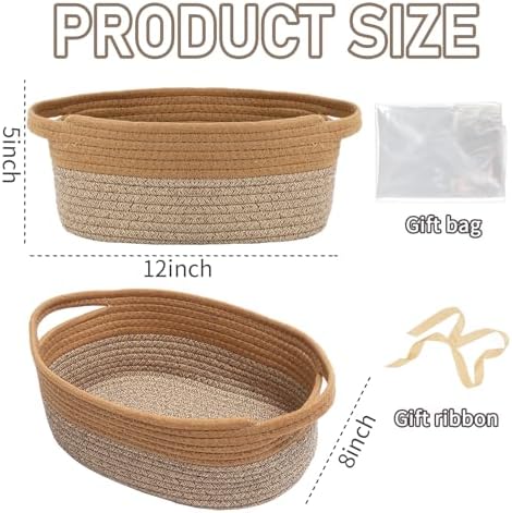 JMvicyroam Small Woven Basket, Empty Gift Basket, Jute&Brown/3 Pack - Image 2