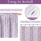 ASPMIZ Purple Linen Kitchen Curtains Double Layer Kitchen Window Curtains - Image 3