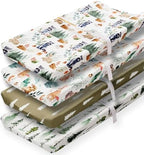 4 Pack Changing Pad Covers Woodland Forest Animals Wood Neutral Unisex Fitted by Jola%27s+House